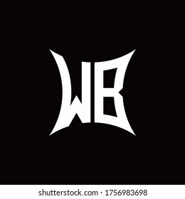 WB monogram logo with sharped shape design template isolated on black background