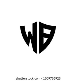 logotipo de monograma WB con plantilla de diseño de forma de escudo aislado en fondo blanco