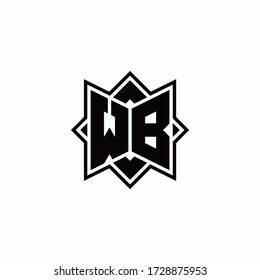 logotipo de monograma de WB con plantilla de diseño de esquema de estilo de rotación cuadrada