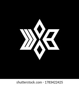 logotipo de monograma WB con forma de estrella y plantilla de diseño de estilo de lujo