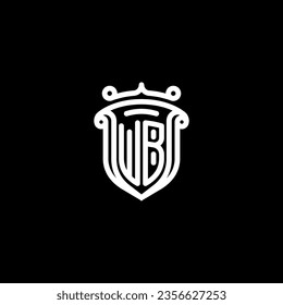 WB shield initial monogram with high quality professional design that will print well