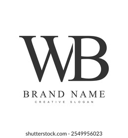 WB trendy logotype template. Initial letter w and b classic font style. Creative logo for company name or identity. Vector illustration.