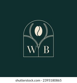 WB Unique and simple logo design combination of letters and coffee bean