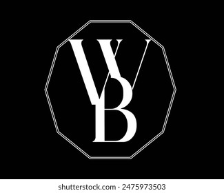 WB vector logo monogram abstract alphabetic sign letters,
