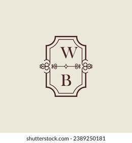 WB Vintage Hochzeitslogo in hochwertigem professionellem Design, das gut in allen Printmedien drucken wird