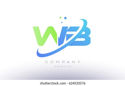 wb w b alphabet green blue swoosh letter company logo vector icon design template