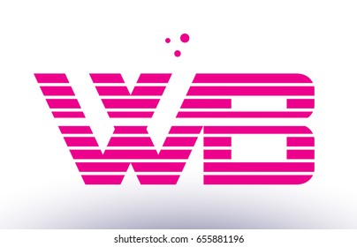 wb w b alphabet letter logo pink purple line stripe company design template creative abstract vector