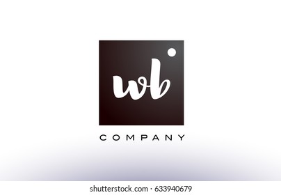 WB W B black white handwritten handwriting alphabet company letter logo square design template dot dots creative abstract