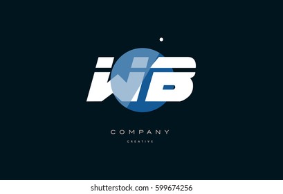 wb w b  blue circle dot big font alphabet company letter logo white design vector icon template 