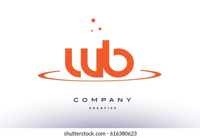 WB W B creative orange swoosh dots alphabet company letter logo design vector icon template