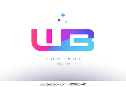wb w b  creative pink purple blue modern dots creative alphabet gradient company letter logo design vector icon template