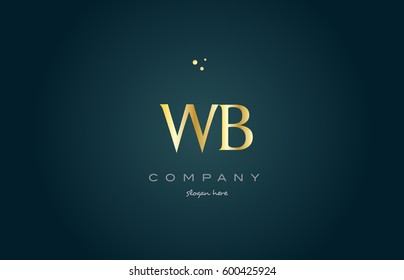 wb w b  gold golden luxury product metal metallic alphabet company letter logo design vector icon template green background