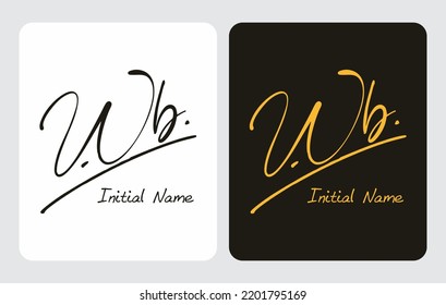 Wb W b initial handwriting Wb initial handwriting signature logo template vector hand lettering for designs or for identity