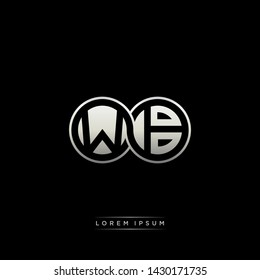 WB W B initial letter linked circle capital monogram logo modern template silver color edition