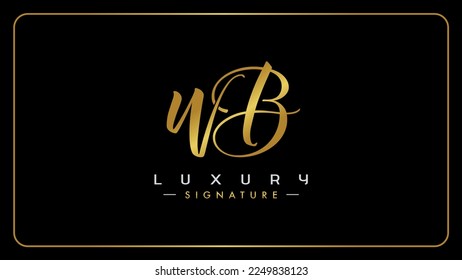 WB W B Initial letters vector logo design, Handwritten signature logo, bold cursive letters W B, Creative Golden Isolated on black background.
