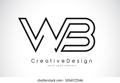 WB W B Letter Logo Design in Black Colors. Creative Modern Letters Vector Icon Logo Illustration.