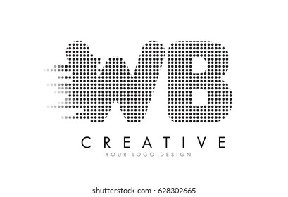 WB W B Letter Logo Design with Black Dots and Bubble Trails.