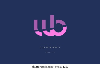 wb w b pink blue pastel modern abstract alphabet company logo design vector icon template letter 