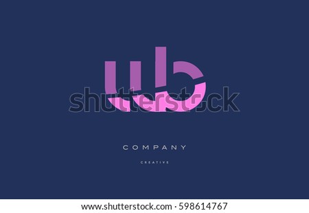 wb w b pink blue pastel modern abstract alphabet company logo design vector icon template letter 