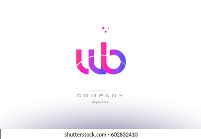 wb w b  pink purple modern creative gradient alphabet company logo design vector icon template