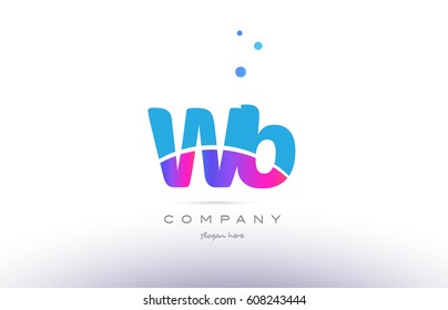 wb w b  pink purple blue white uppercase lowercase modern creative alphabet gradient company letter logo design vector icon template