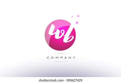 wb w b  sphere pink 3d alphabet company letter combination logo hand writting written design vector icon template 