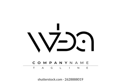 Design de letra abstrata WBA. Design de logotipo comercial moderno com tipografia abstrata e estilo contemporâneo