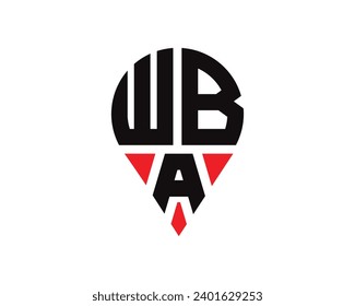diseño de logotipo de ubicación de la letra WBA