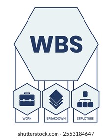 PSP - Abkürzung "Projektstrukturplan". Hintergrund des Geschäftskonzepts Vektorgrafik mit Schlagwörtern und Symbolen. Beschriftungsgrafik mit Symbolen für Webbanner, Flyer, Landung