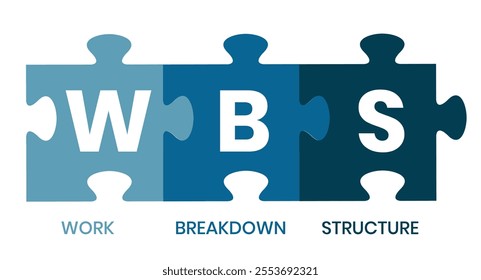 WBS - Work Breakdown Structure acronym. business concept background. vector illustration concept with keywords and icons. lettering illustration with icons for web banner, flyer, landing