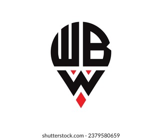 WBW letter location shape logo design. WBW letter location logo simple design.