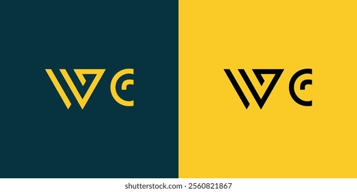 WC abstract minimalist letters Logo Monogram. It is a minimalist logo, this logo is made by combining two letters