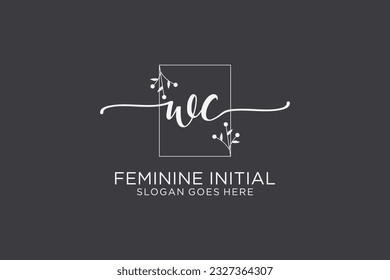 WC beauty monogram and elegant logo design handwriting logo of initial signature, wedding, fashion, floral and botanical with creative template.