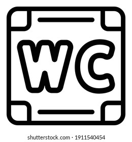 Wc-Board-Symbol. Rahmenwc-Karte, Vektorsymbol für Webdesign einzeln auf weißem Hintergrund