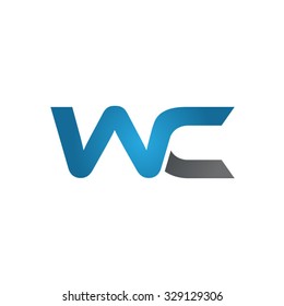 WC company linked letter logo blue