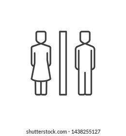 WC concept linear icon. Vector Woman and Man Toilet outline symbol