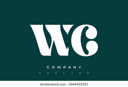WC Creative Abstract Typography Logo Design. Elegant logo combining bold typography and creative shapes, ideal for branding and identity solutions.