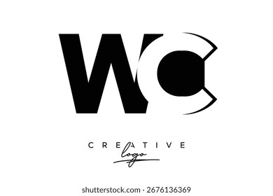 WC Creative Minimalist Negative Space Latter Logo mit modernem Monogramm für Branding und Business Lettermark Logo mit Initial Letters Logo Design für Branding.