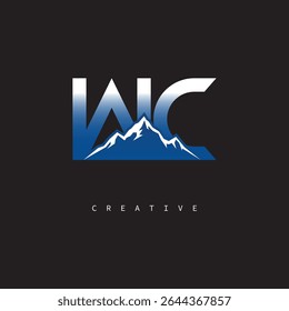  WC Creative Mountain Logo Bold Gradient Letter mark Branding Design for Business Outdoor Brands