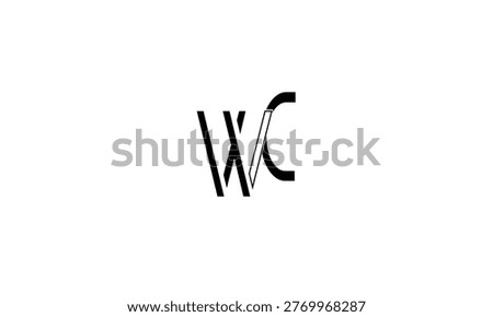 WC, CW ABSTRACT LETTER LOGO MONOGRAM