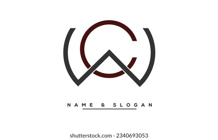 WC,  CW  Abstract  Letters  Logo Monogram