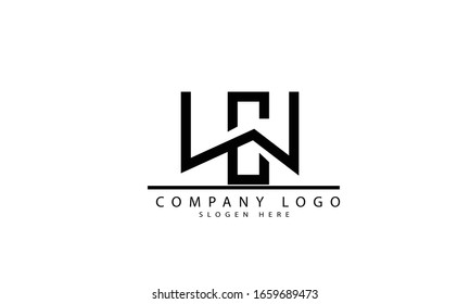 Plantilla de monograma del logotipo vectorial abstracto de la PC de WC
