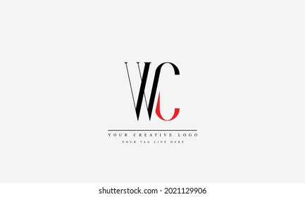 WC CW abstract vector logo monogram template