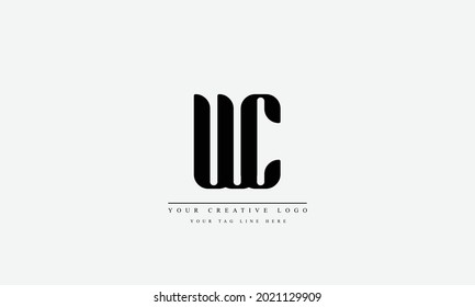 WC CW abstract vector logo monogram template