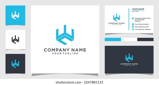 Logo-Design-Vektorgrafik mit WC oder CW-Buchstaben und Visitenkartendesign