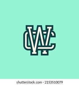 WC or CW Monogram. Retro thick stroke monogram badge Logo. Isolated design.	
