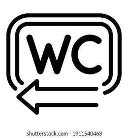 Wc Richtung Symbol. Rahmenwc-Richtung, Vektorsymbol für Webdesign einzeln auf weißem Hintergrund