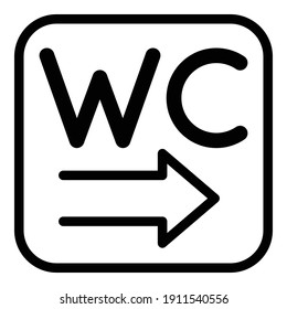 Wc direction icon. Outline wc direction vector icon for web design isolated on white background