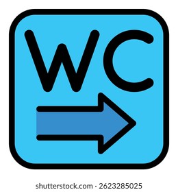 Wc direction icon. Outline wc direction vector icon color flat isolated