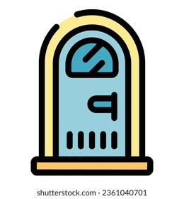 Wc door icon outline vector. Toilet restroom. Public gender color flat
